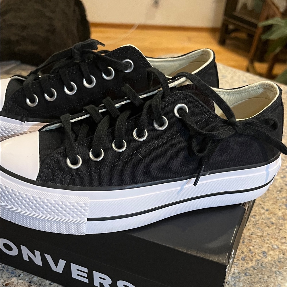 Converse Black Canvas Low-Tops with White Soles